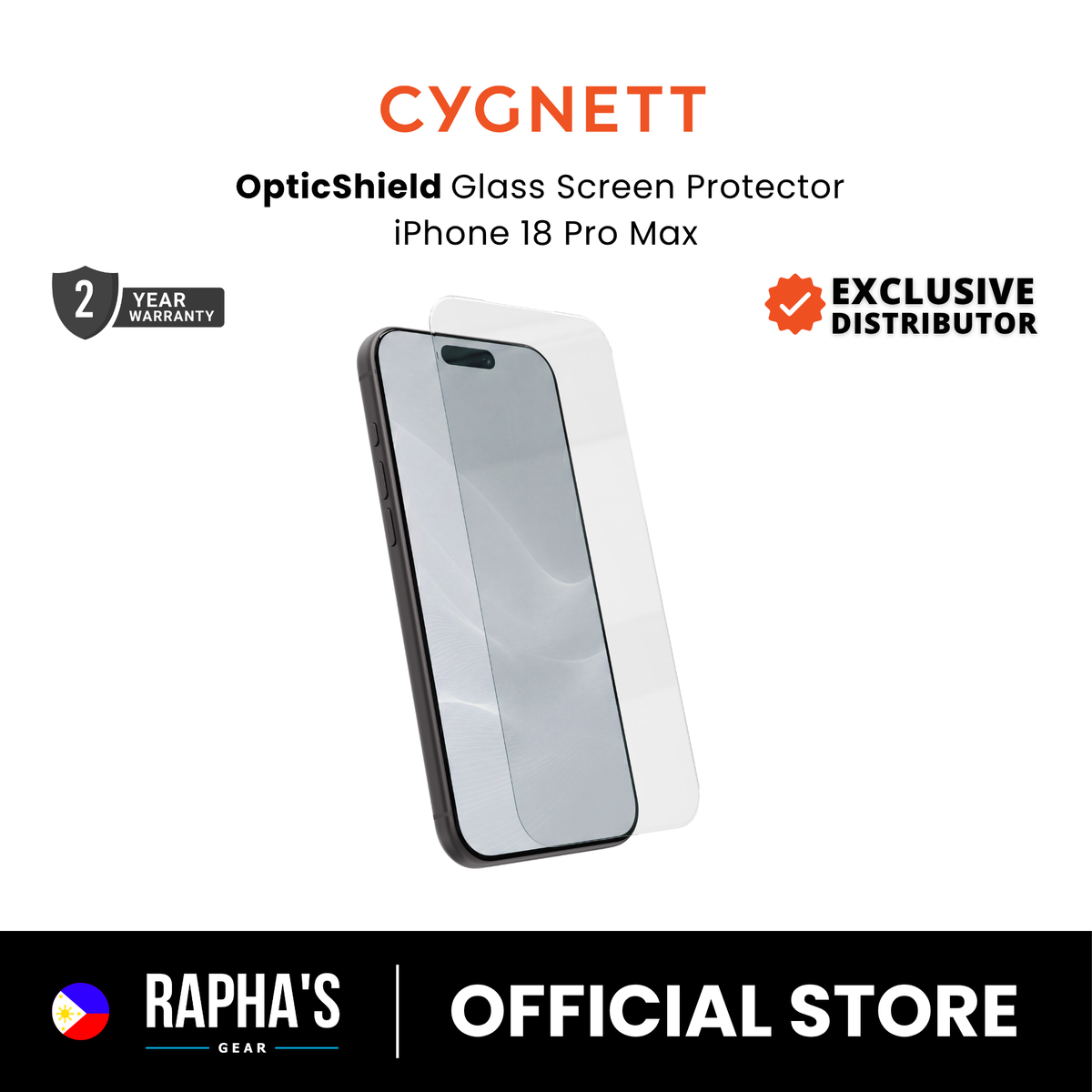 Cygnett OpticShield Glass Protector for iPhone 18