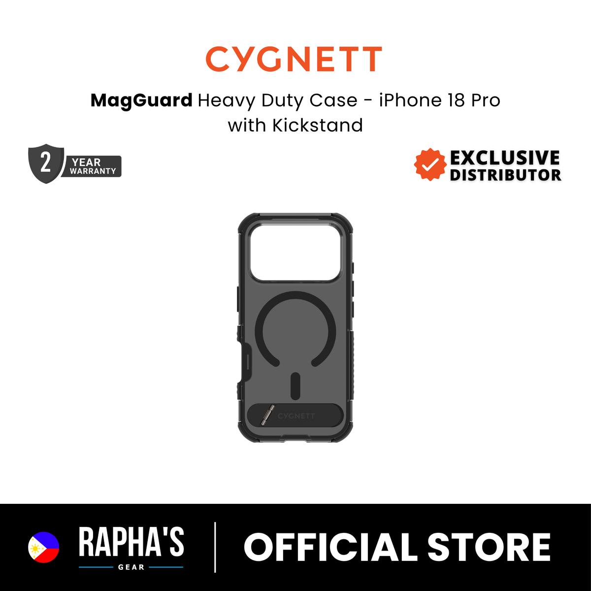 Cygnett MagGuard Heavy Duty Case with Kickstand for iPhone 18 Series