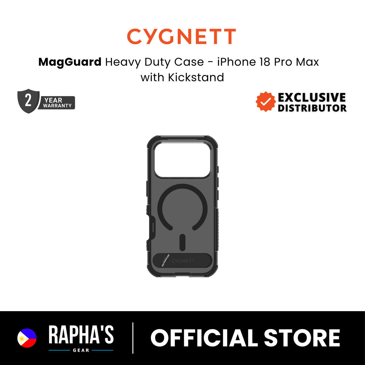 Cygnett MagGuard Heavy Duty Case with Kickstand for iPhone 18 Series
