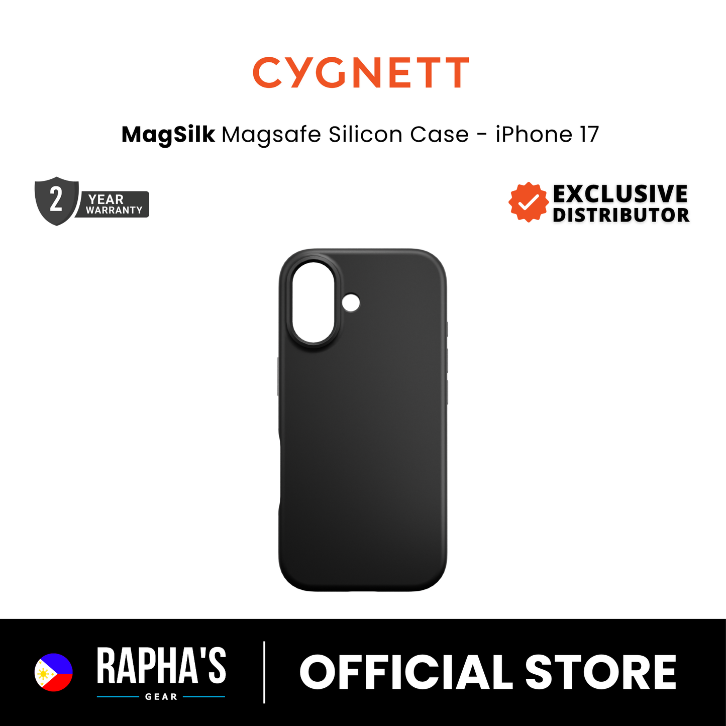 Cygnett MagSilk Magnetic Silicone Case for iPhone 17 - Black