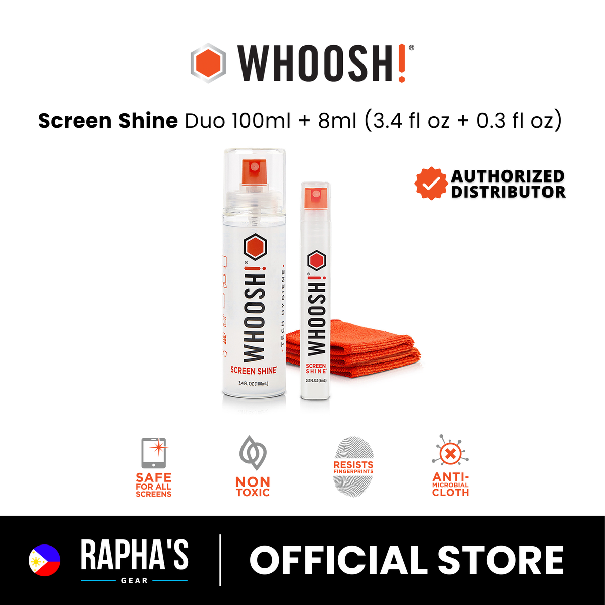 Woosh Screen WHOOSH! Screen Shine Duo (3.4 fl oz/100 ml + 0.3 fl oz/8 ml) – Rapha's Gear
