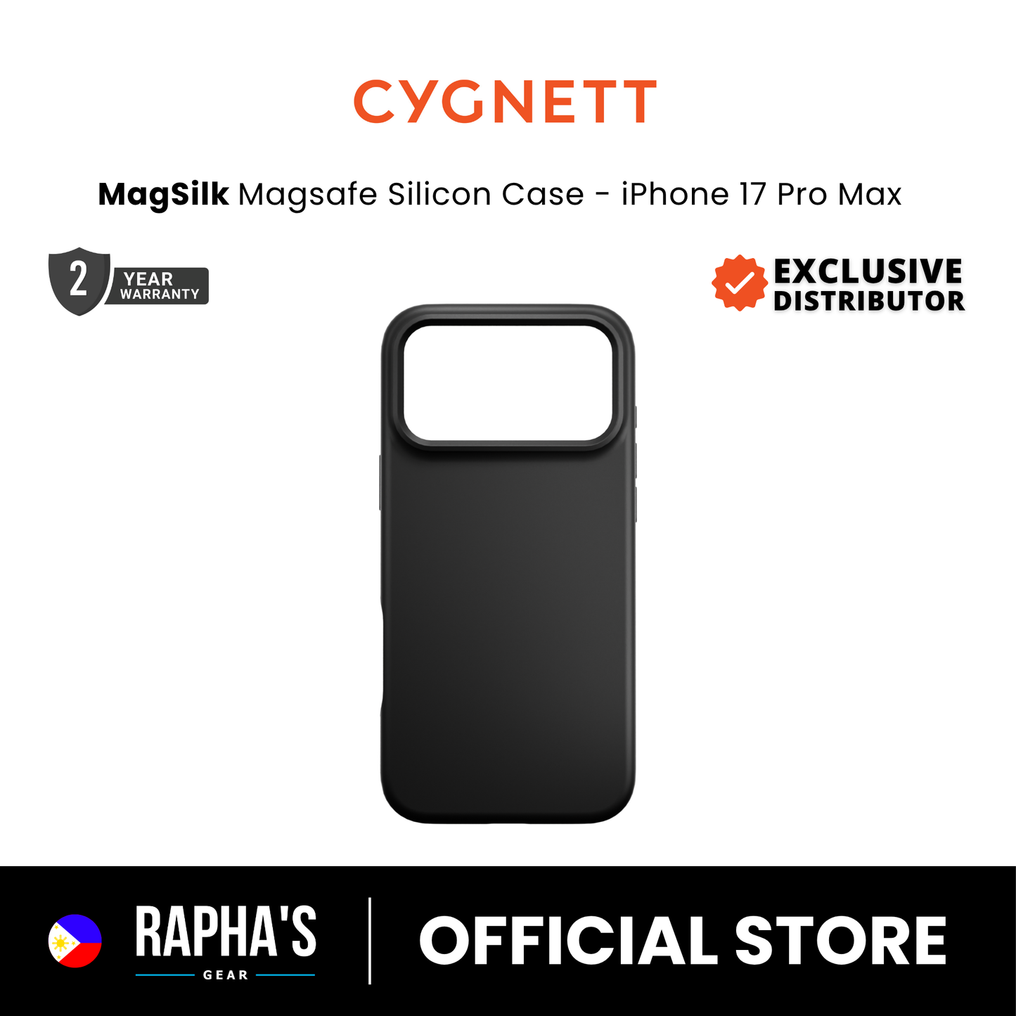 Cygnett MagSilk Magnetic Silicone Case for iPhone 17 - Black
