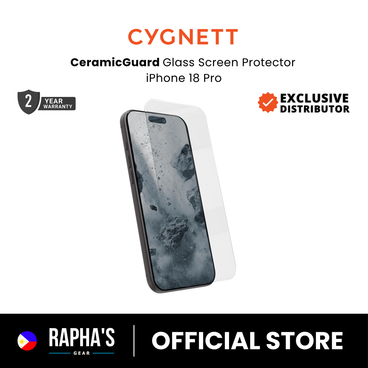 Cygnett CeramicGuard Glass Protector for iPhone 18