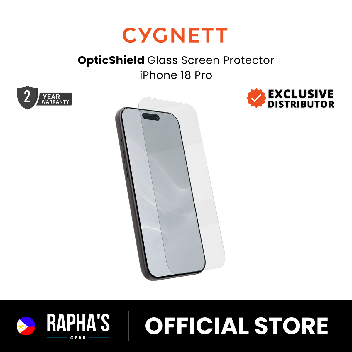 Cygnett OpticShield Glass Protector for iPhone 18