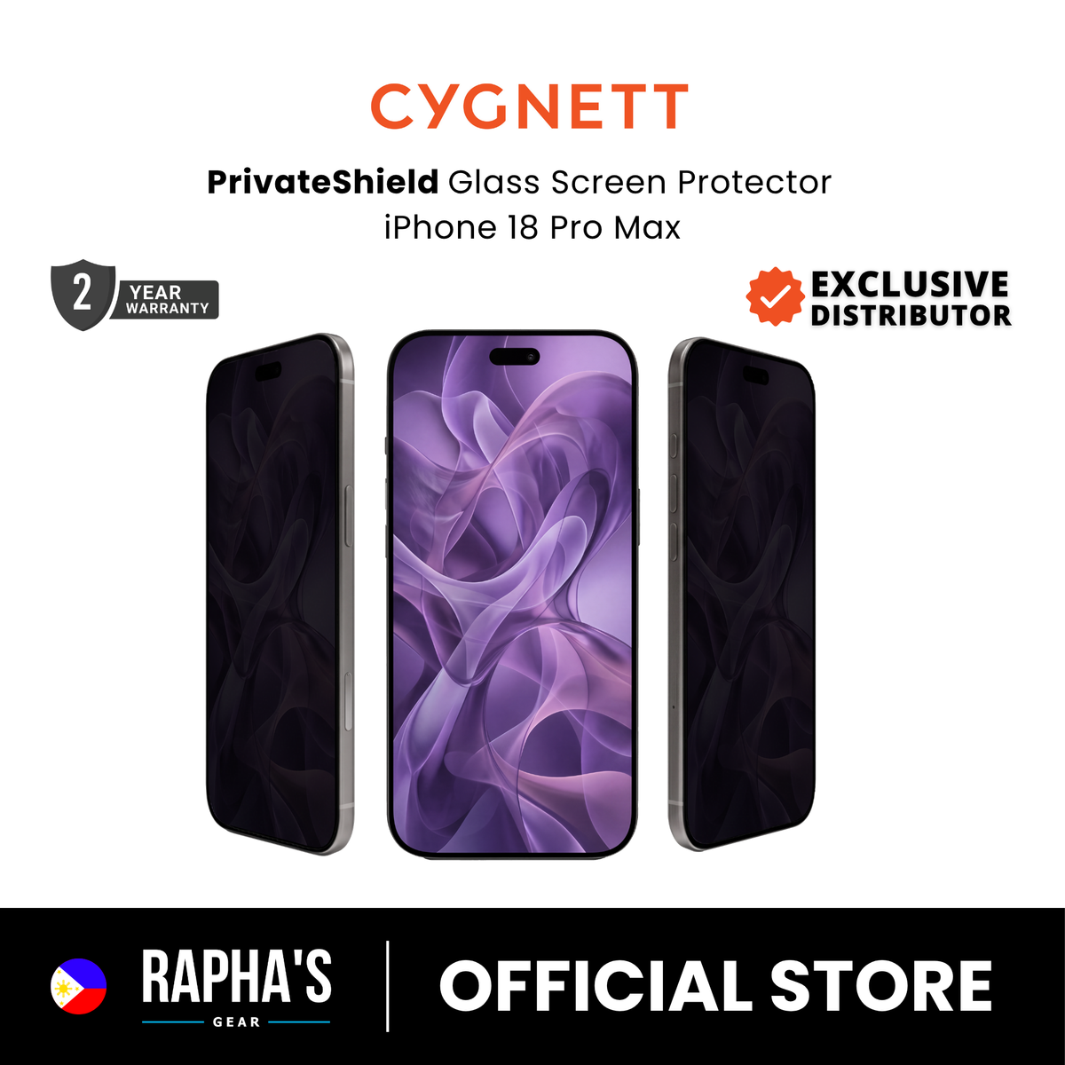 Cygnett PrivateShield Glass Protector for iPhone 18