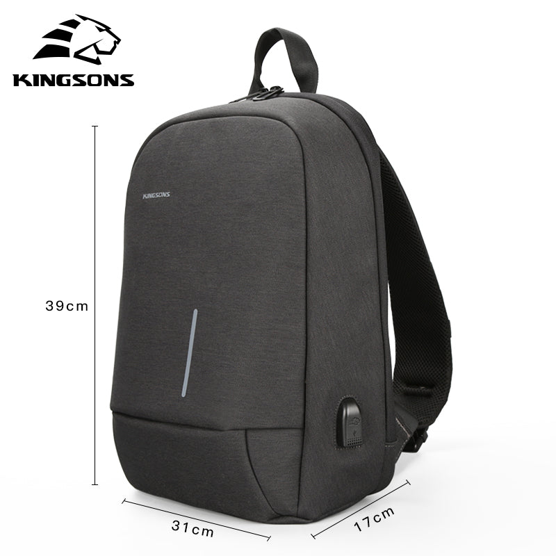 KS3176W 13.3" Water Repellent Laptop Single Strap Backpack with USB Charging Socket