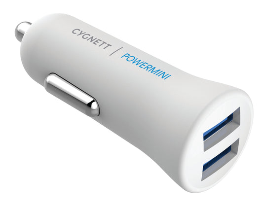 CYGNETT POWERMINI 2.4A DUAL USB CAR CHARGER - WHITE