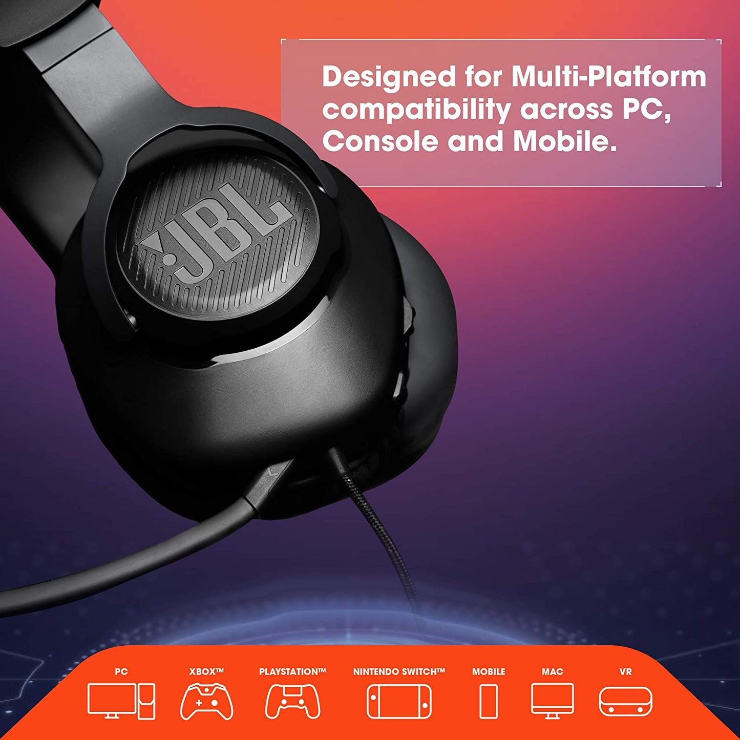 JBL Quantum 100 Wired over-ear Gaming Headset (Black)