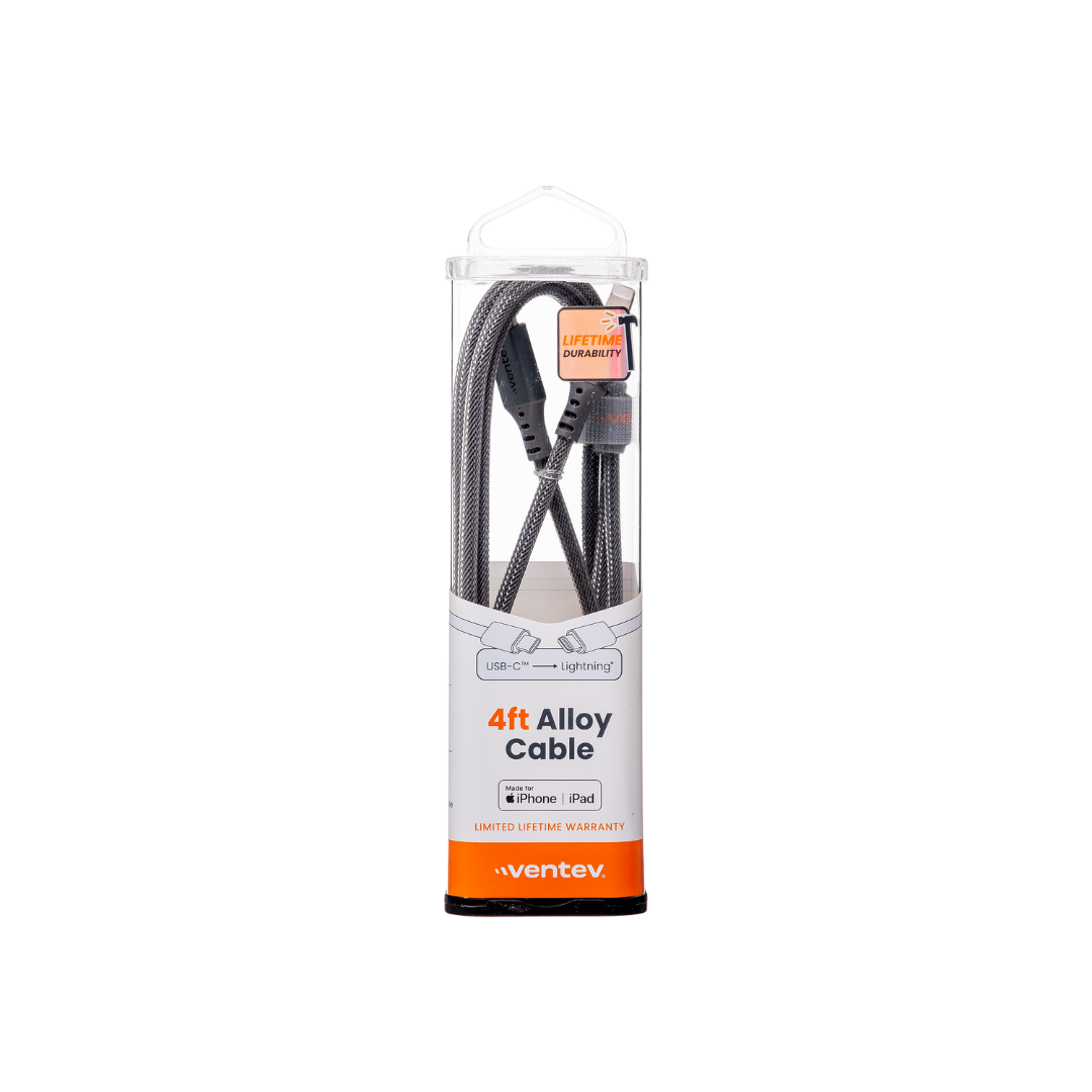 Ventev ChargeSync Alloy USB-C to Lightning Cable - Steel Grey